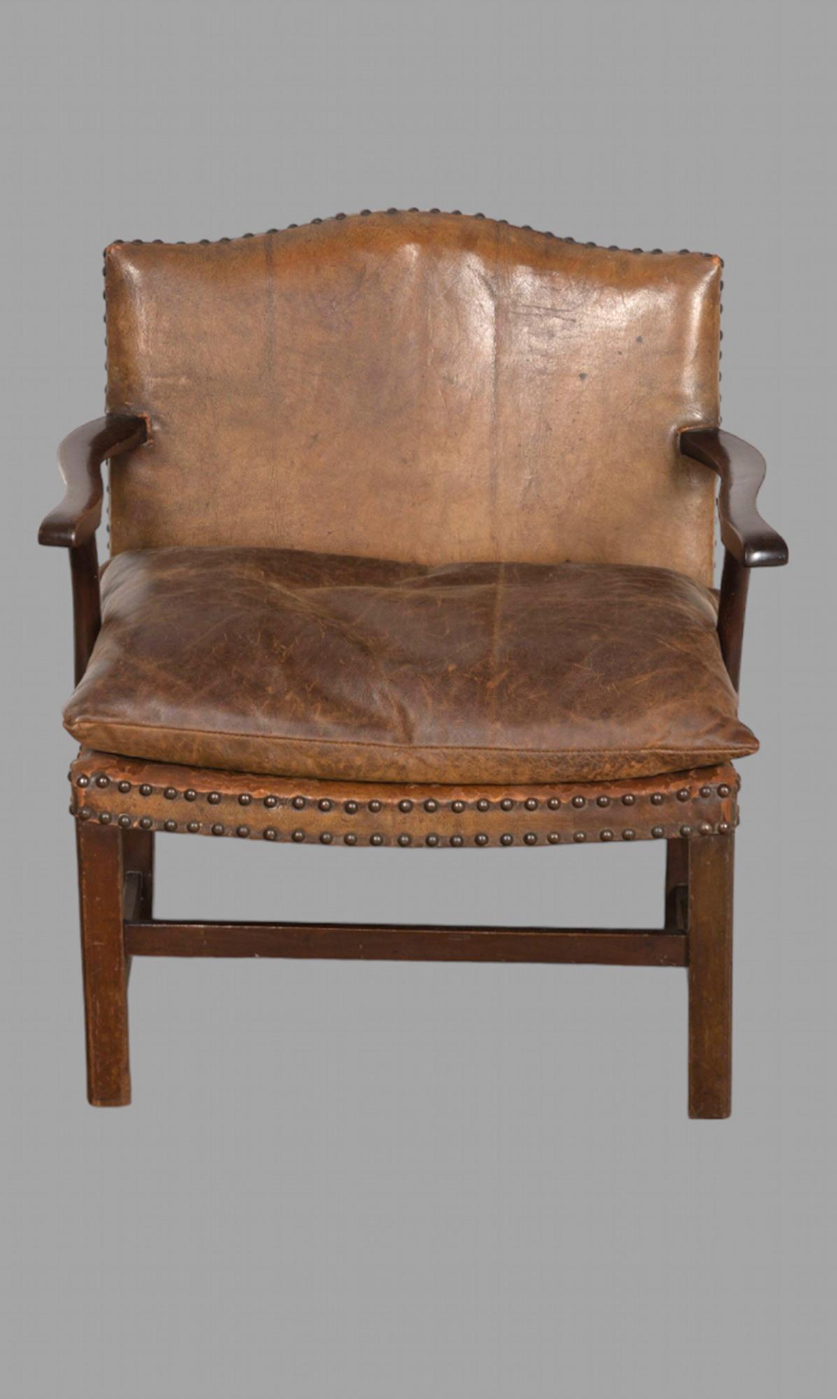 Cromwellian Style Brown Leather Childs Armchair (1 of 4)