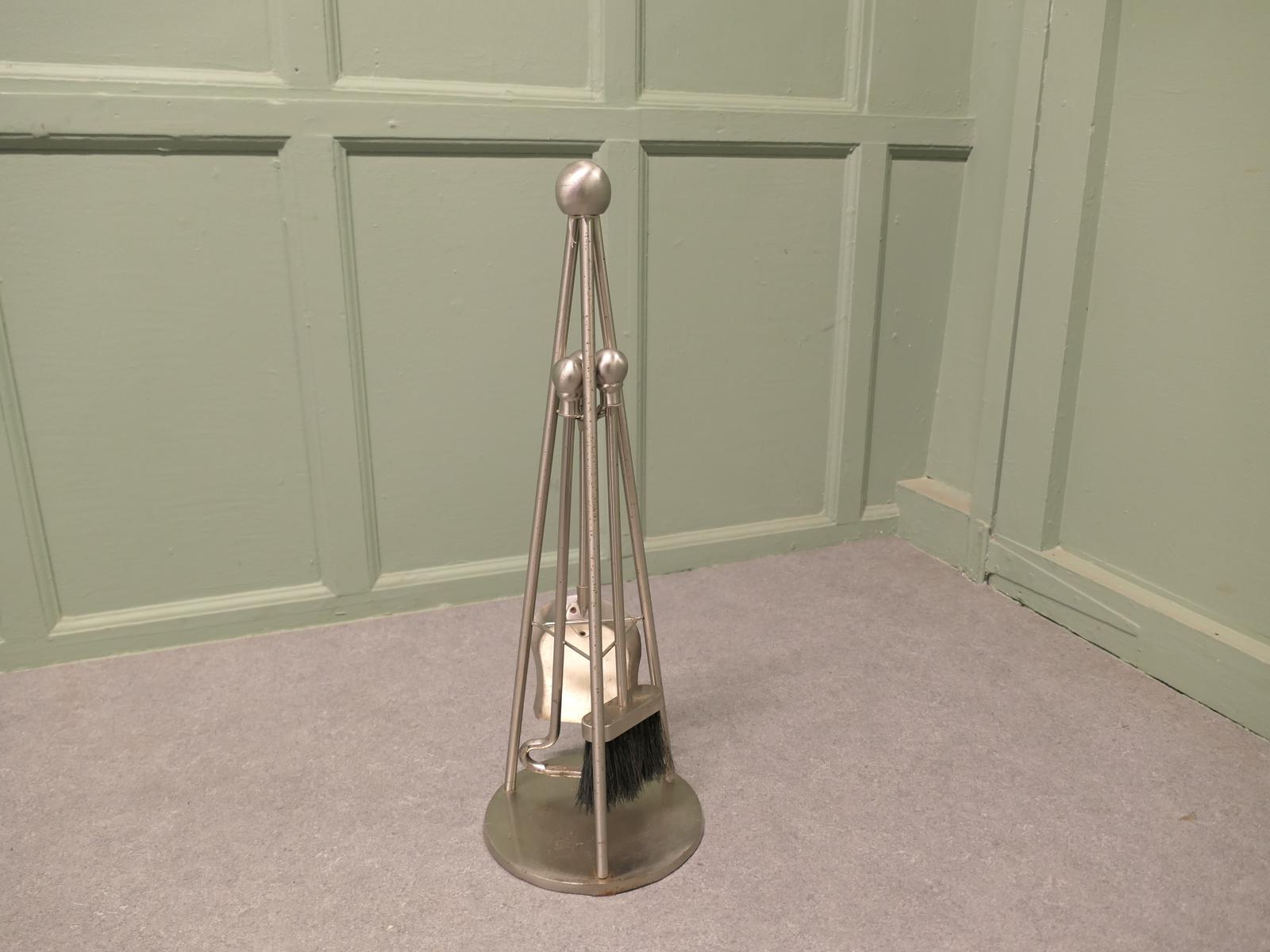 Stylish Modernist Steel Fireside Companion Set, Fireside Tools (1 of 4) Stylish Modernist Steel Fireside Companion Set, Fireside Tools (1 of 4)