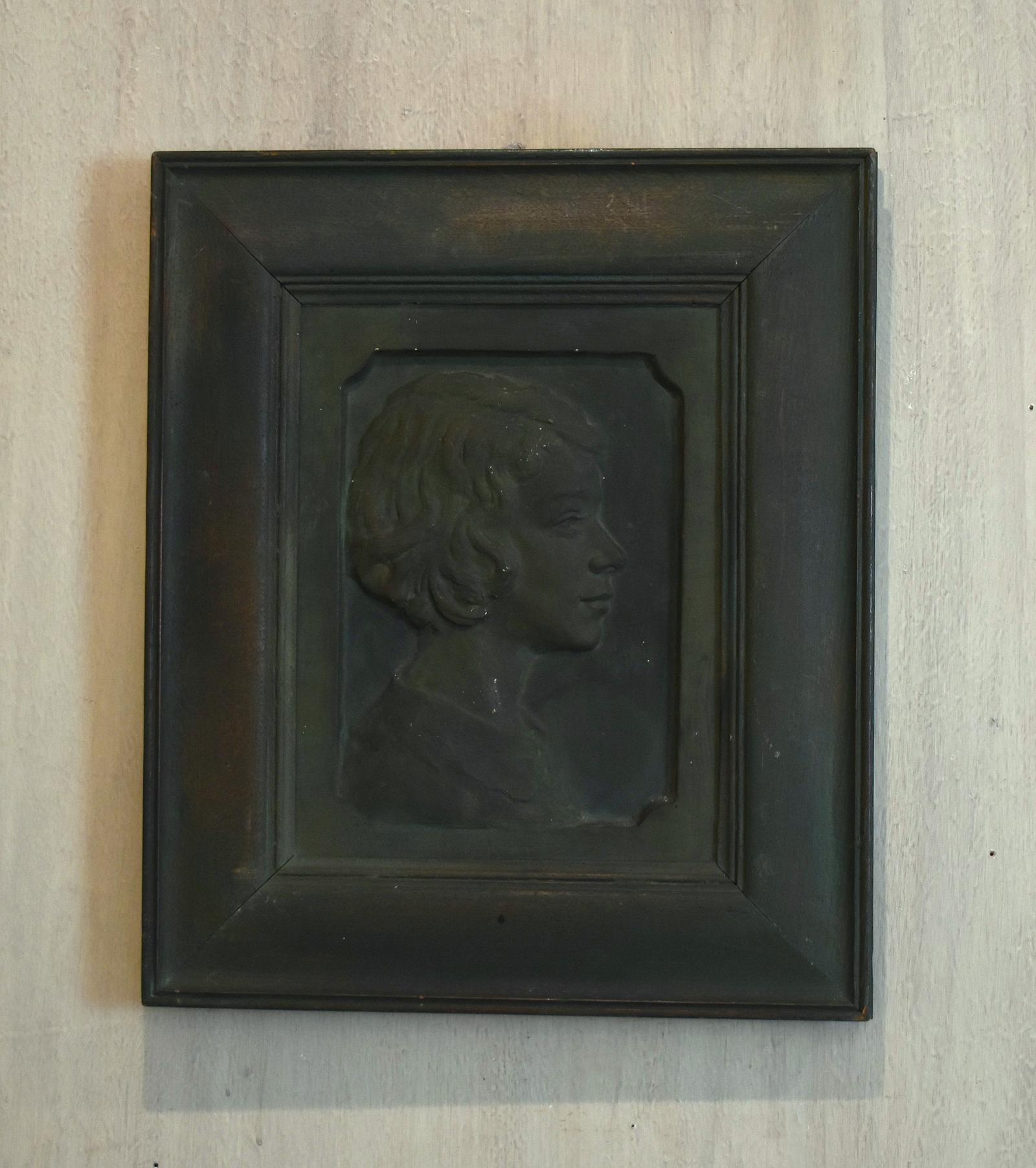 Bronzed Plaster Portrait Relief (1 of 6)