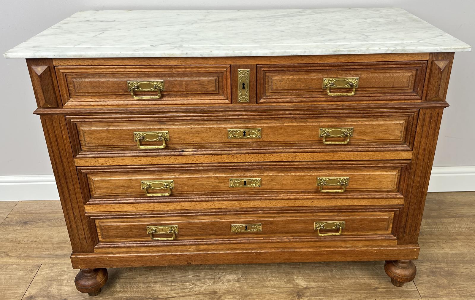 Chest of Drawers Antique French Oak Marble Top Cabinet (1 of 14) Chest of Drawers Antique French Oak Marble Top Cabinet (1 of 14)