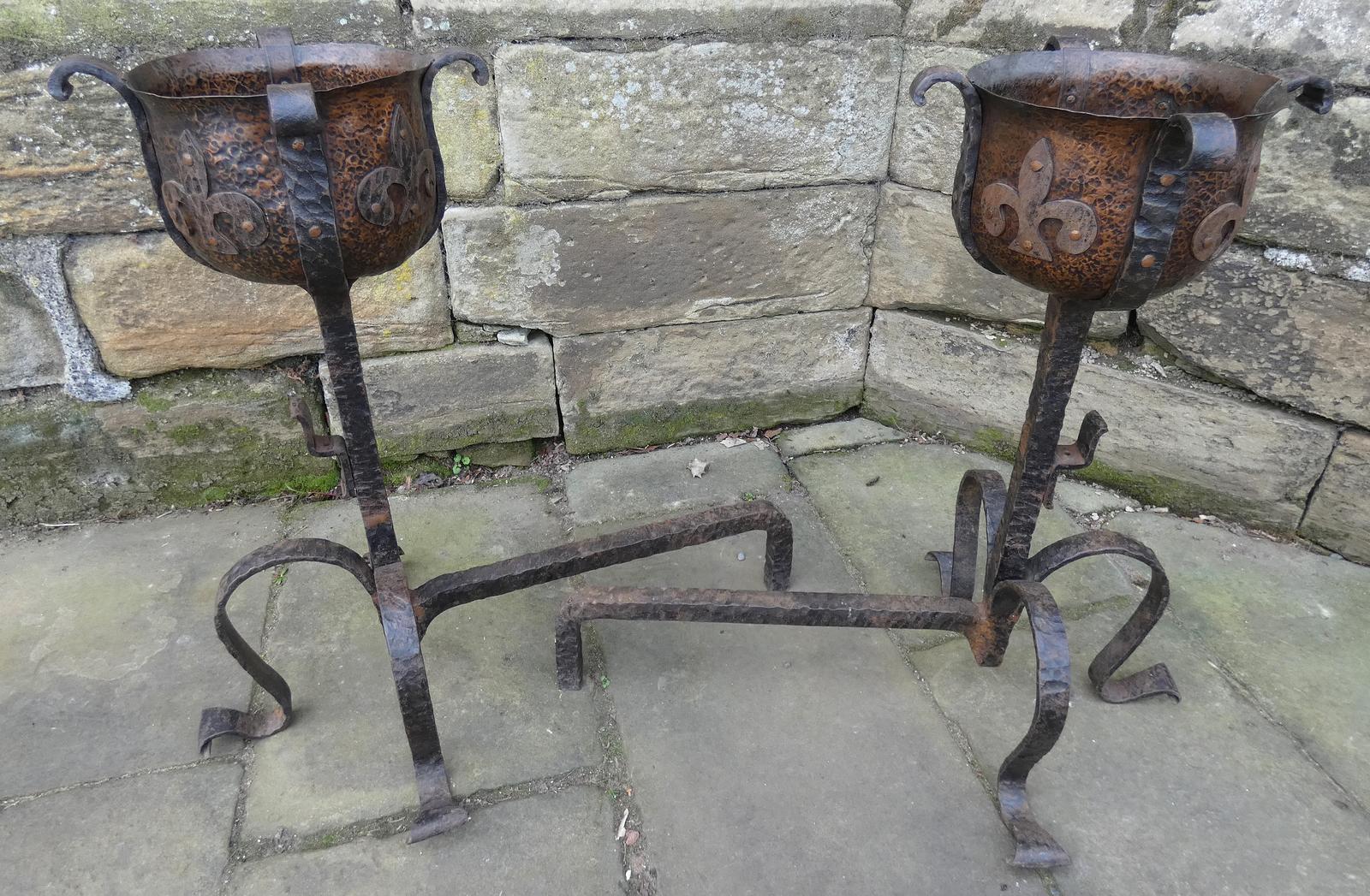 Large Pair of Unusual Andirons / Planters (1 of 10) Large Pair of Unusual Andirons / Planters (1 of 10)