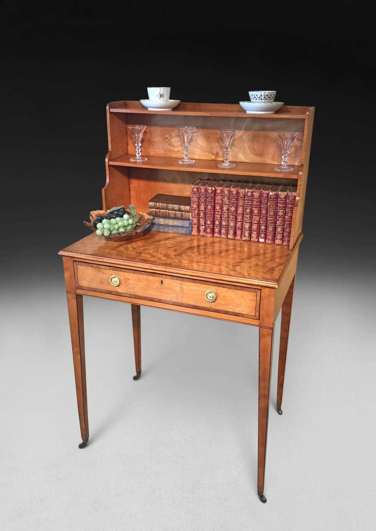 George III Satinwood Bonheur du Jour (1 of 4)