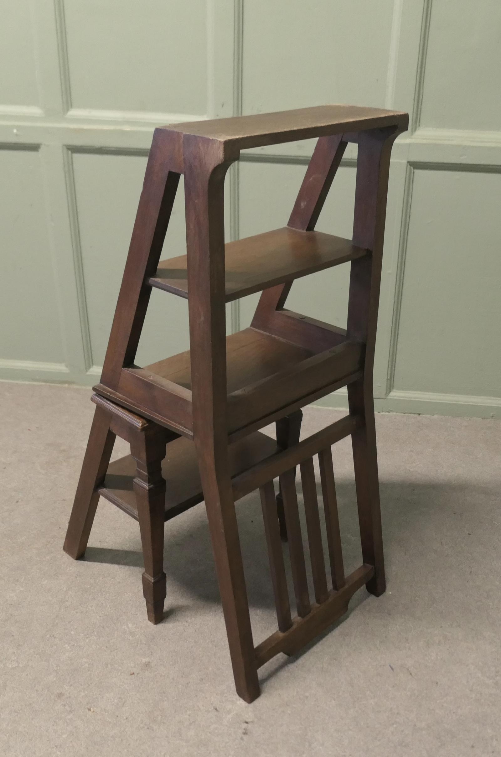 Edwardian Metamorphic Library Steps or Chair Ladder (1 of 7) Edwardian Metamorphic Library Steps or Chair Ladder (1 of 7)