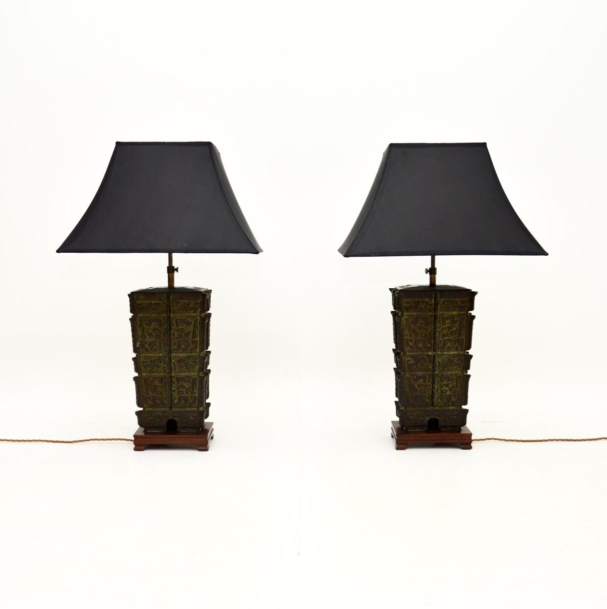 Pair of Large Bronze Oriental Table Lamps (1 of 9)