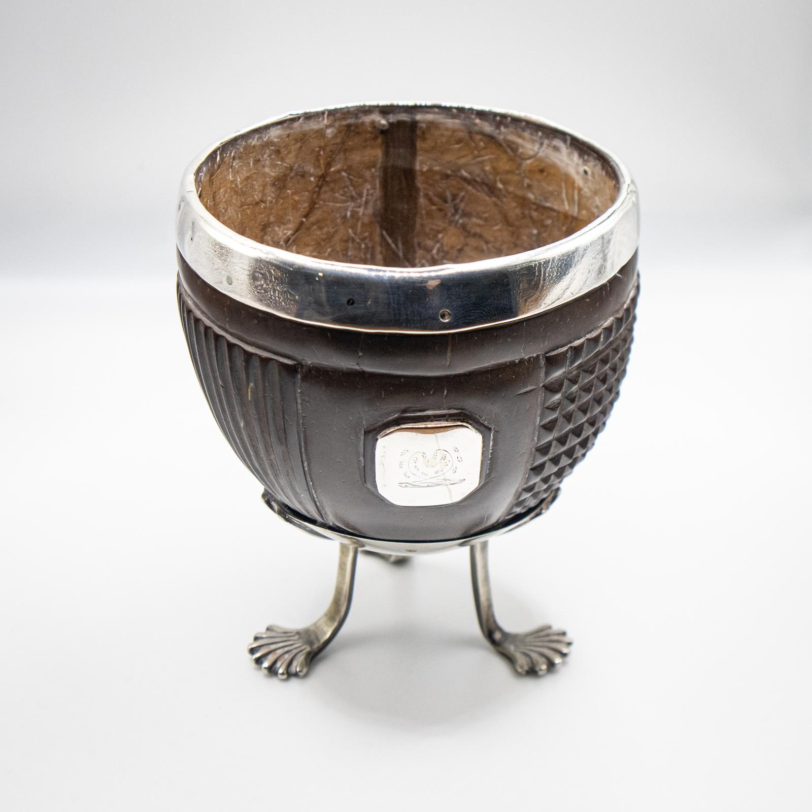 Georgian Coconut Cup with Silver Rim & Feet (1 of 8)