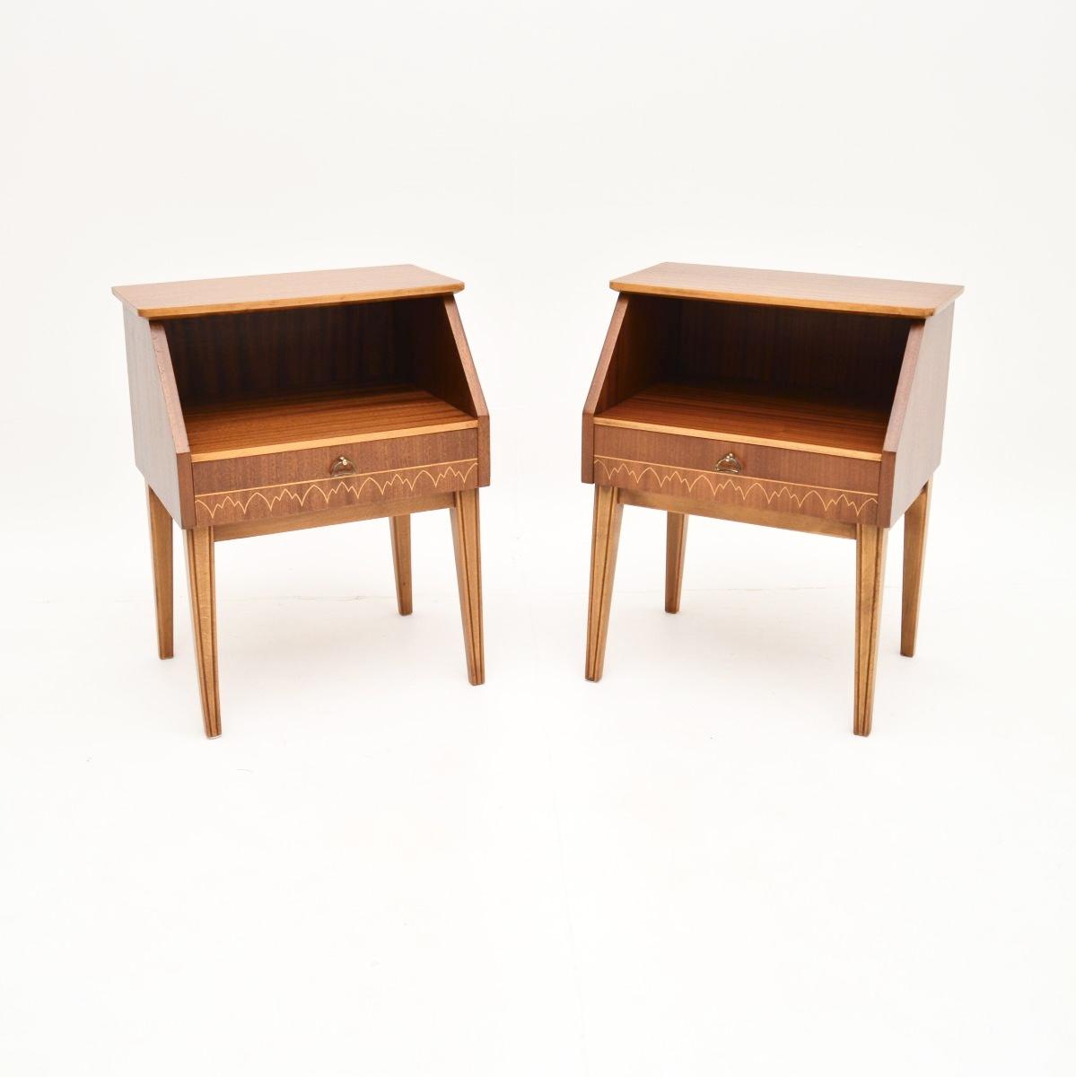 Pair of Vintage Swedish Inlaid Mahogany Bedside Cabinets (1 of 10) Pair of Vintage Swedish Inlaid Mahogany Bedside Cabinets (1 of 10)