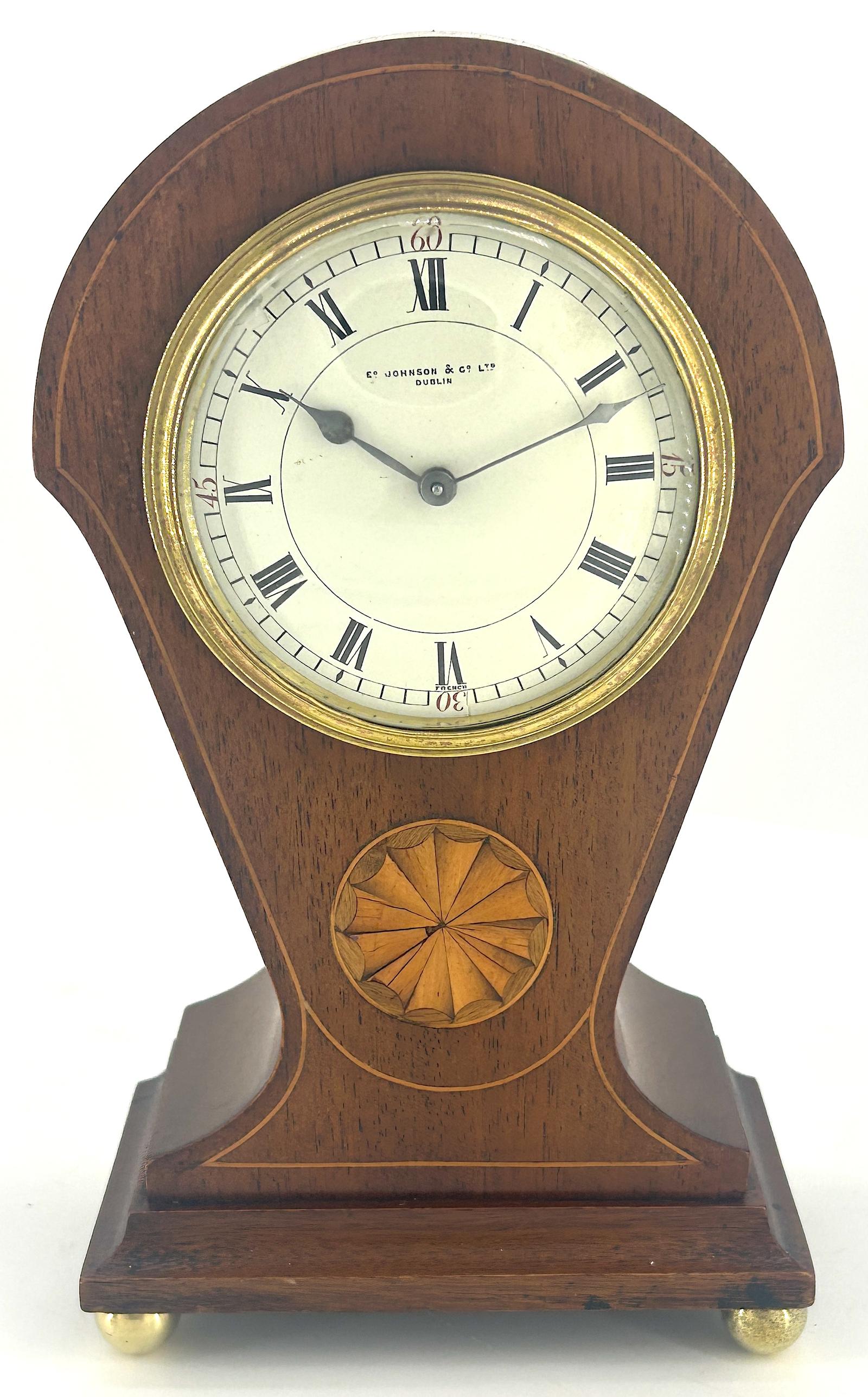 Antique Edwardian Balloon Inlaid Mantel Clock c.1905 (1 of 13)