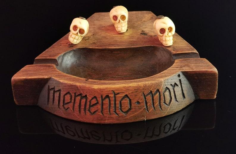 Antique Memento Mori Carved Bone Skull Ashtray (1 of 10)