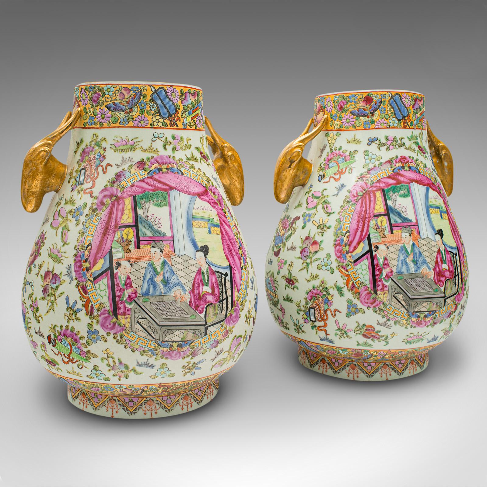 Pair of Large Antique Vases, Chinese, Ceramic, Baluster, Famille Rose, Victorian (1 of 12) Pair of Large Antique Vases, Chinese, Ceramic, Baluster, Famille Rose, Victorian (1 of 12)
