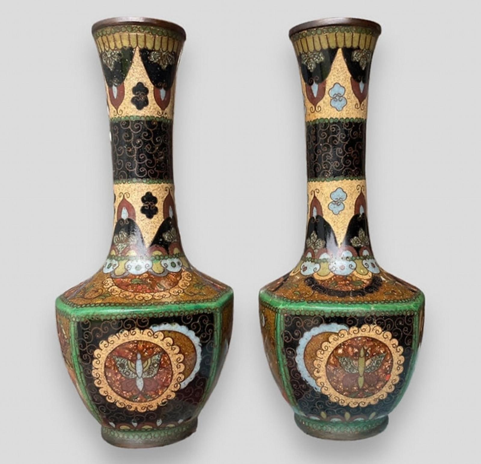 Pair of Japanese Cloisonné Mallet-shaped Vases (1 of 5)