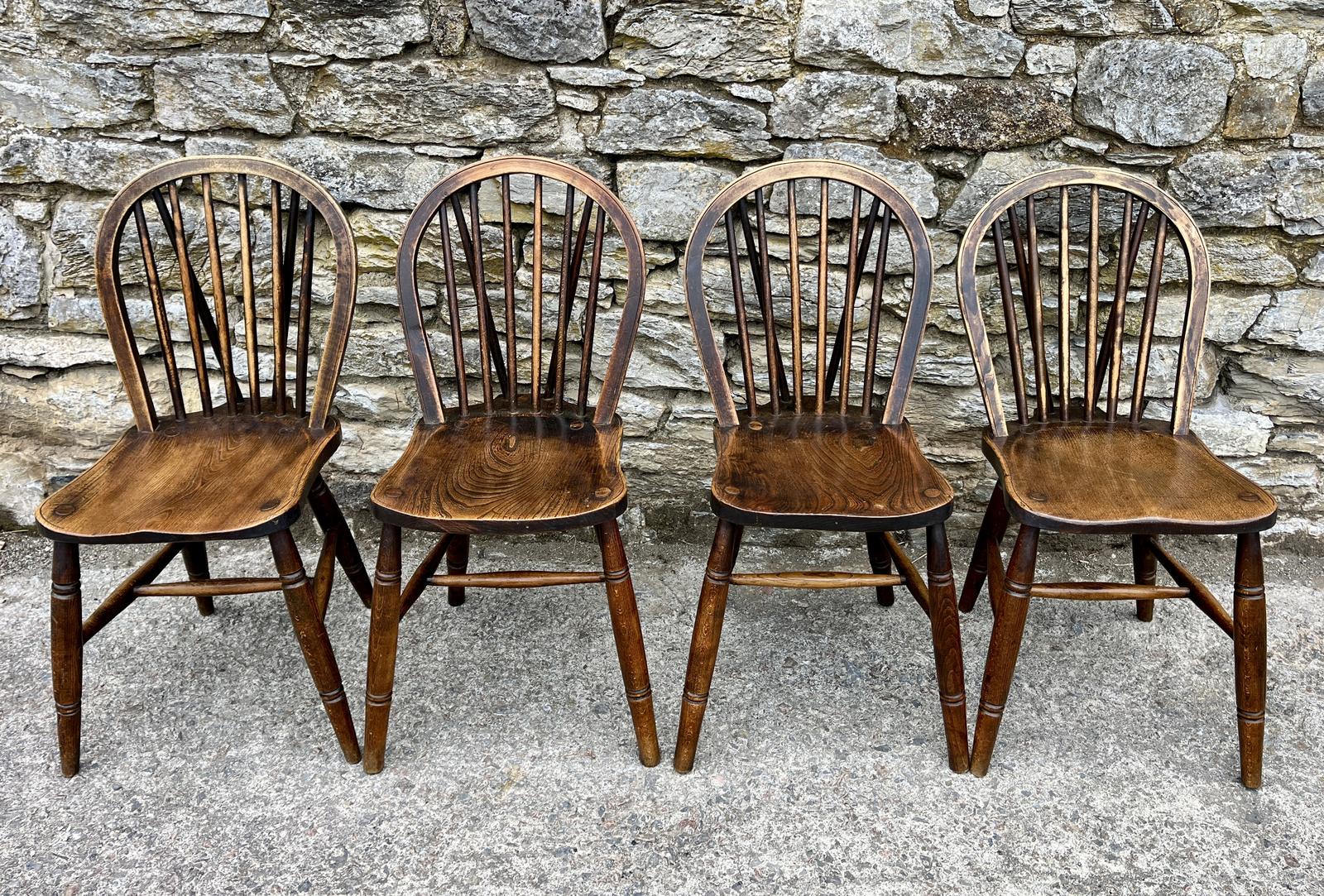 Set of 4 Antique Elm Kitchen Chairs (1 of 11) Set of 4 Antique Elm Kitchen Chairs (1 of 11)