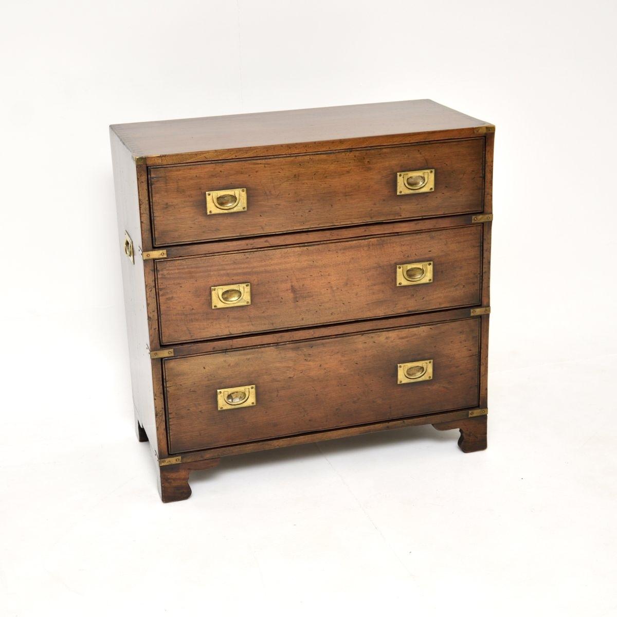 Antique Mahogany Military Campaign Style Chest of Drawers (1 of 11)