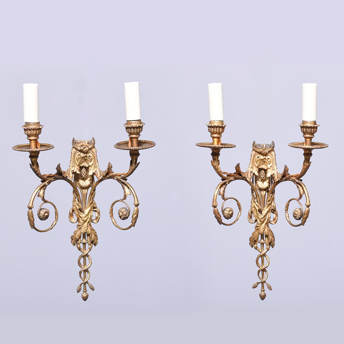 Pair of Neoclassical Gilt Bronze Sconces (1 of 10)
