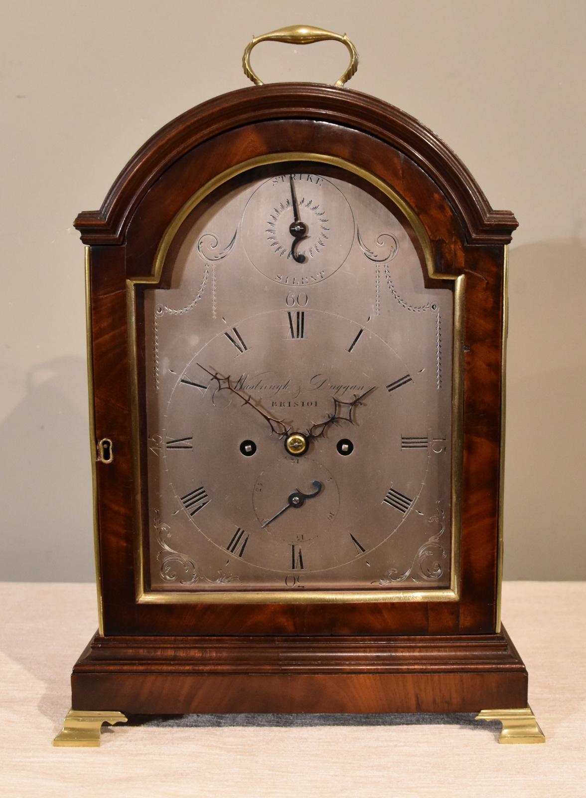 Mahogany Striking Bracket Clock with Silvered Dial (1 of 7)