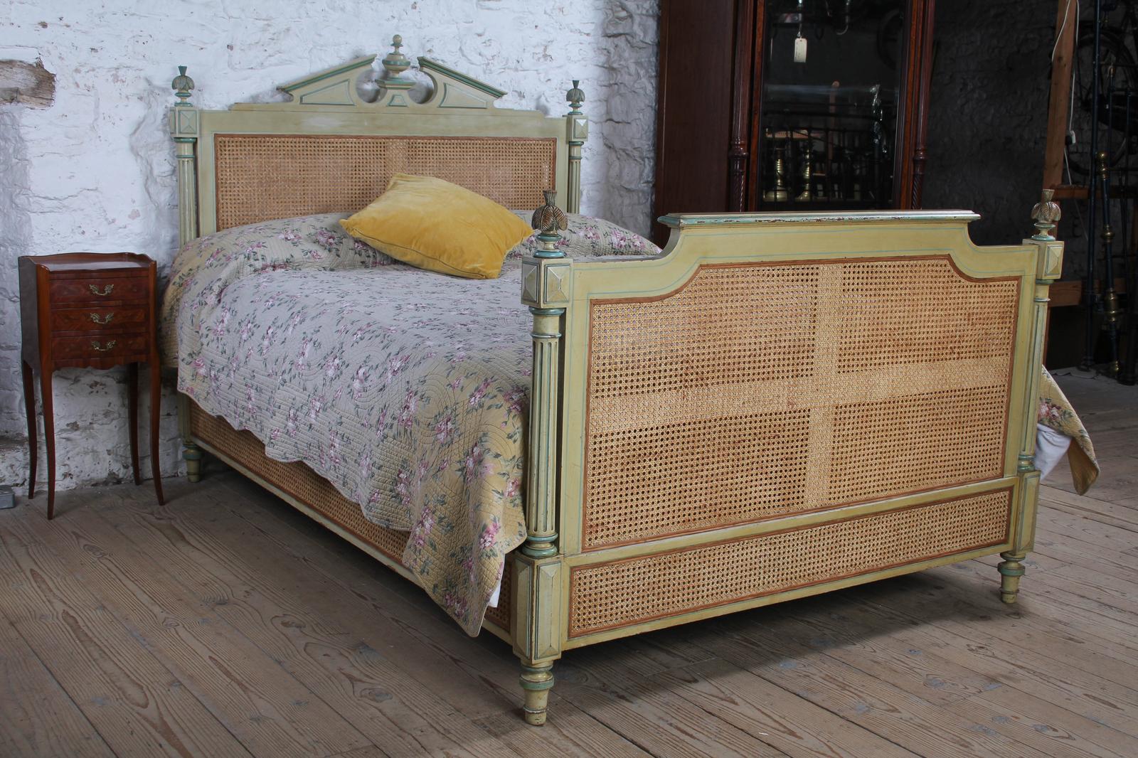 Fabulous Empire Style Painted Wood & Caned King Size Bed (1 of 7) Fabulous Empire Style Painted Wood & Caned King Size Bed (1 of 7)