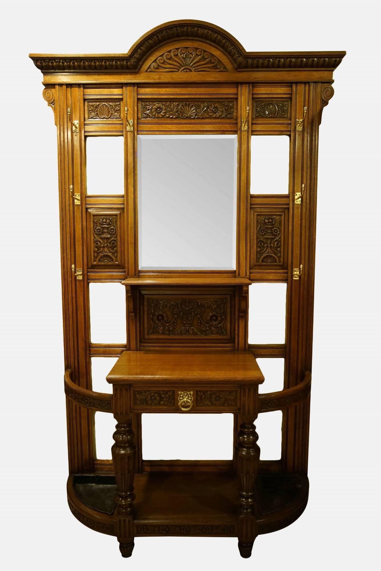 Oak and Brass Hall Stand (1 of 1)