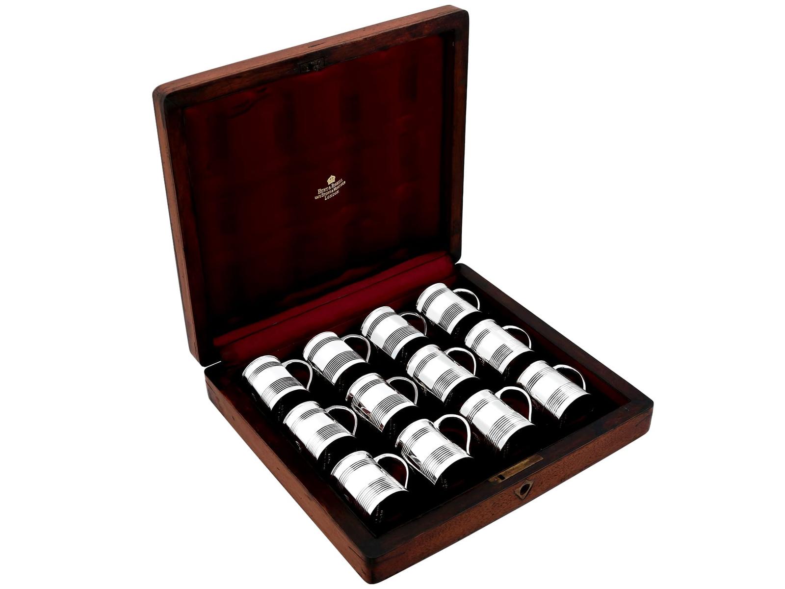 Antique Victorian Sterling Silver Mugs Set of Twelve  (1888) (1 of 12)