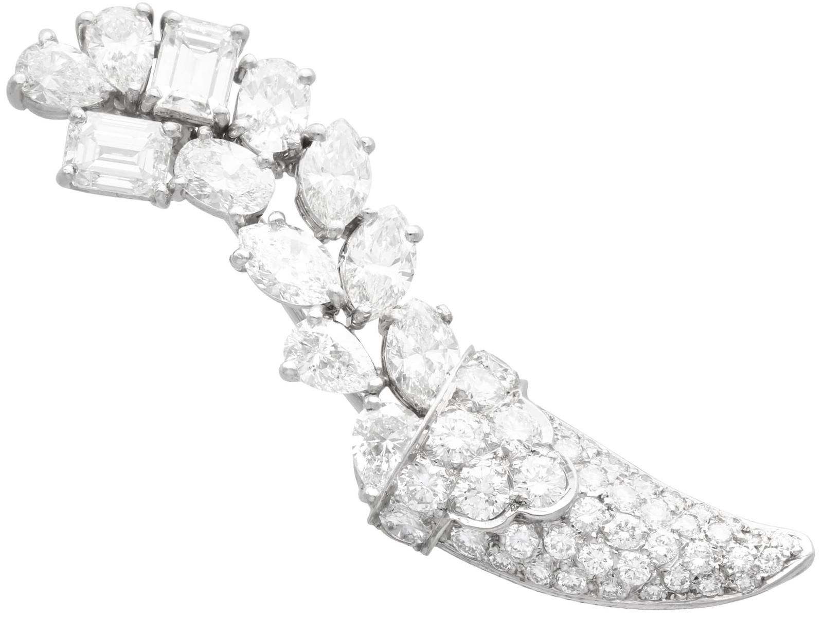 Vintage 6.87ct Diamond & Platinum Cornucopia Brooch c.1950 (1 of 26)