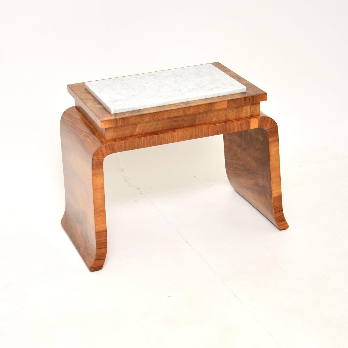 Art Deco Burr Walnut Marble Top Side Table (1 of 9) Art Deco Burr Walnut Marble Top Side Table (1 of 9)