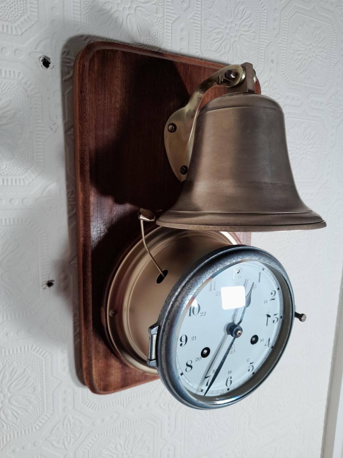 Mounted Ships Clock Striking 8 Bells of the Watch LA411765