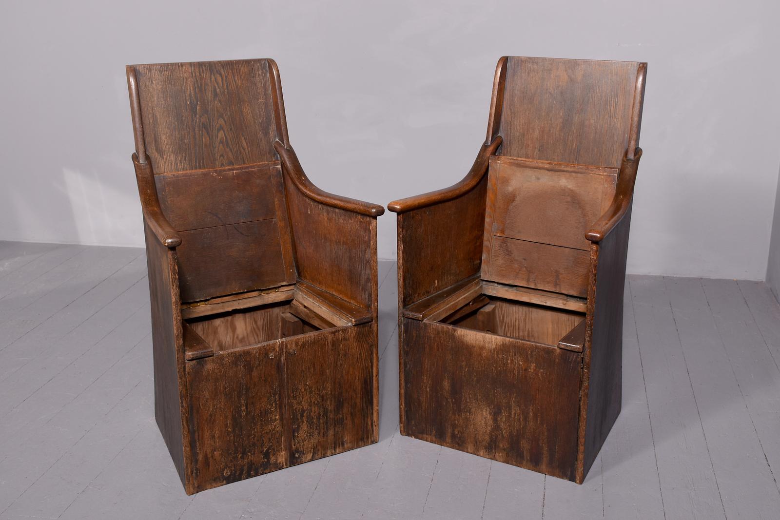 Pair of Solid Oak Hall Seats (1 of 6) Pair of Solid Oak Hall Seats (1 of 6)