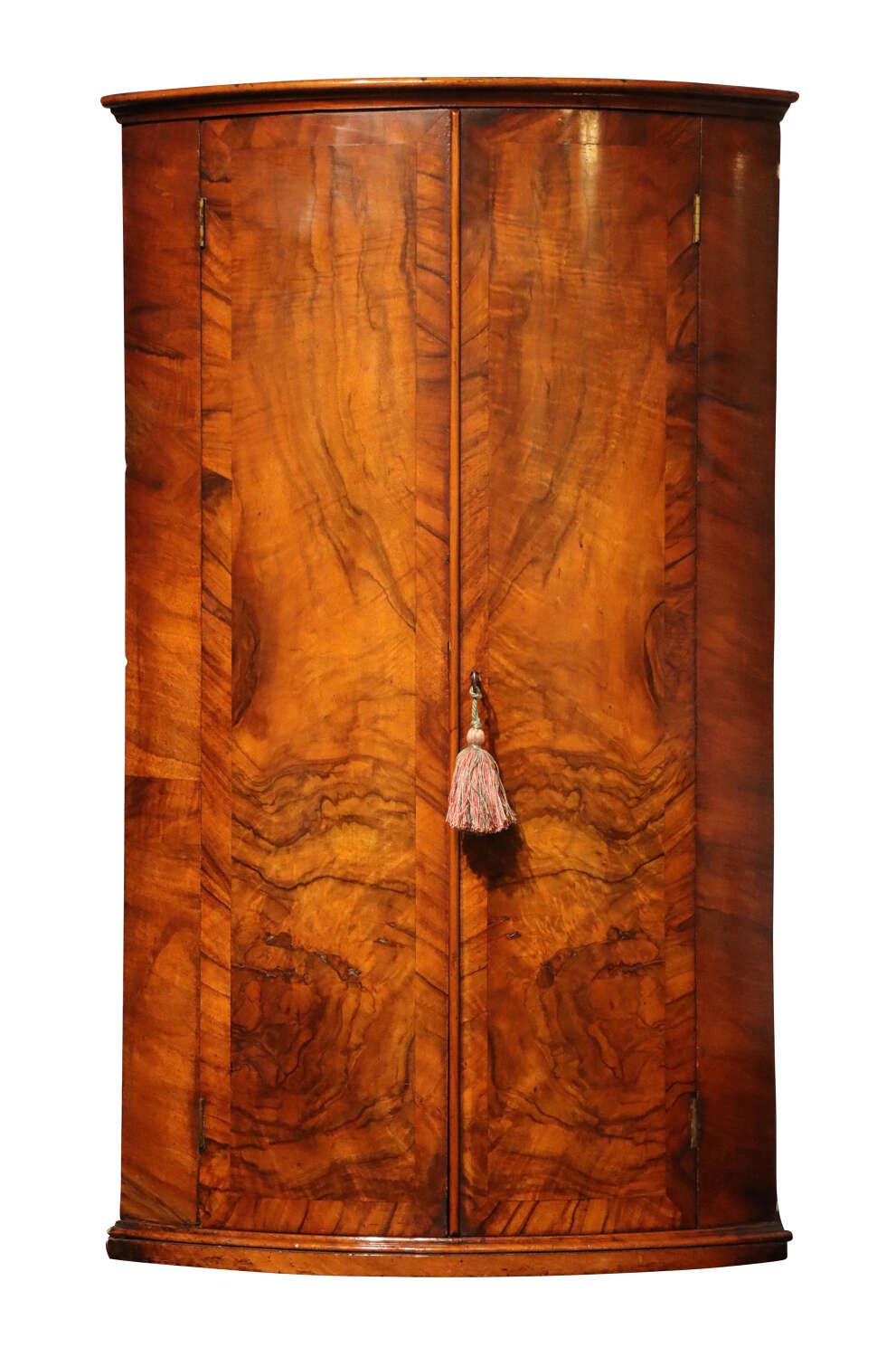 19thc Bow Fronted Walnut Corner Cupboard (1 of 3) 19thc Bow Fronted Walnut Corner Cupboard (1 of 3)