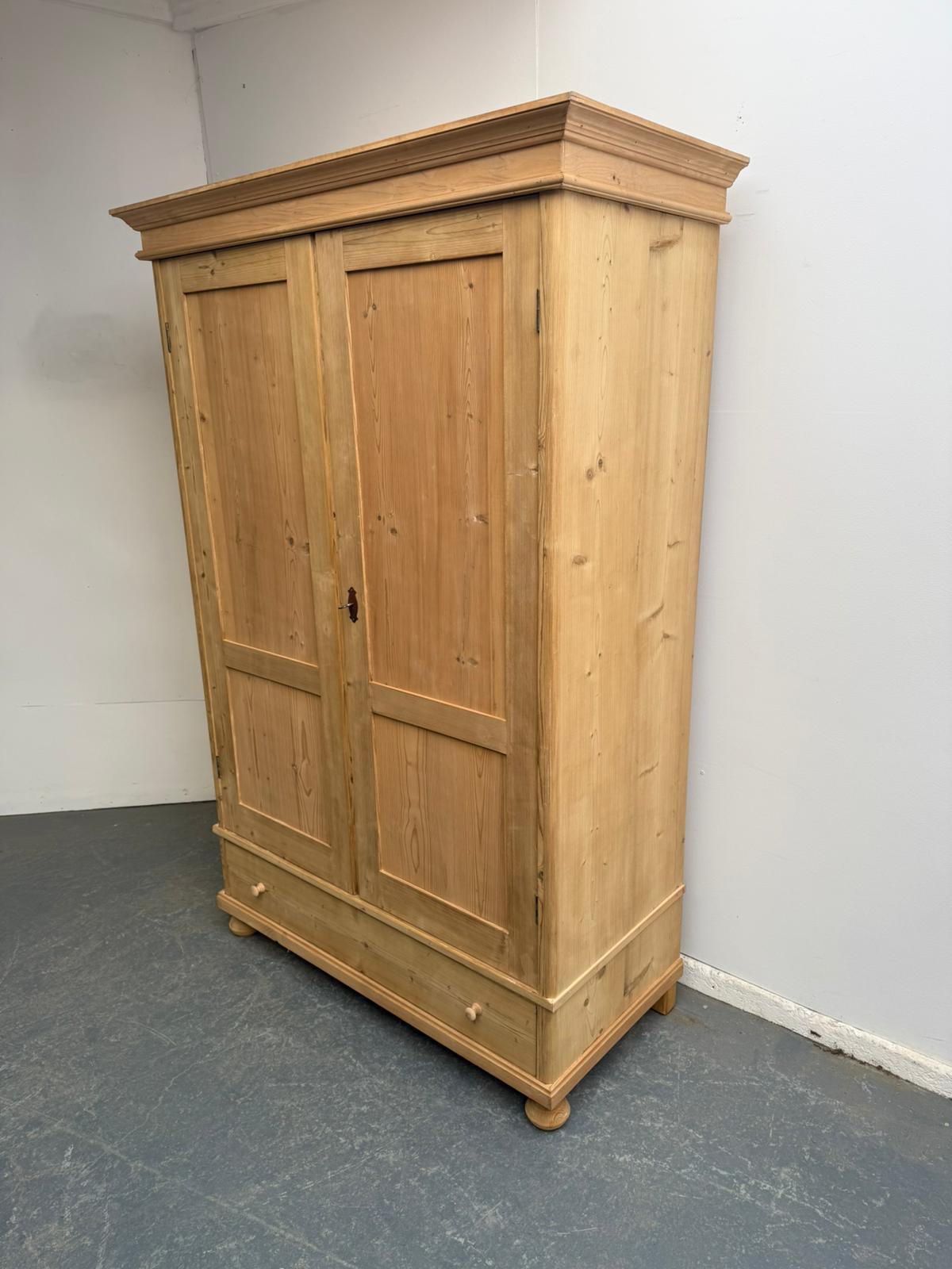 A Quality Tall Antique / Old Pine 2 Door Knockdown Wardrobe to Wax/paint (1 of 11)