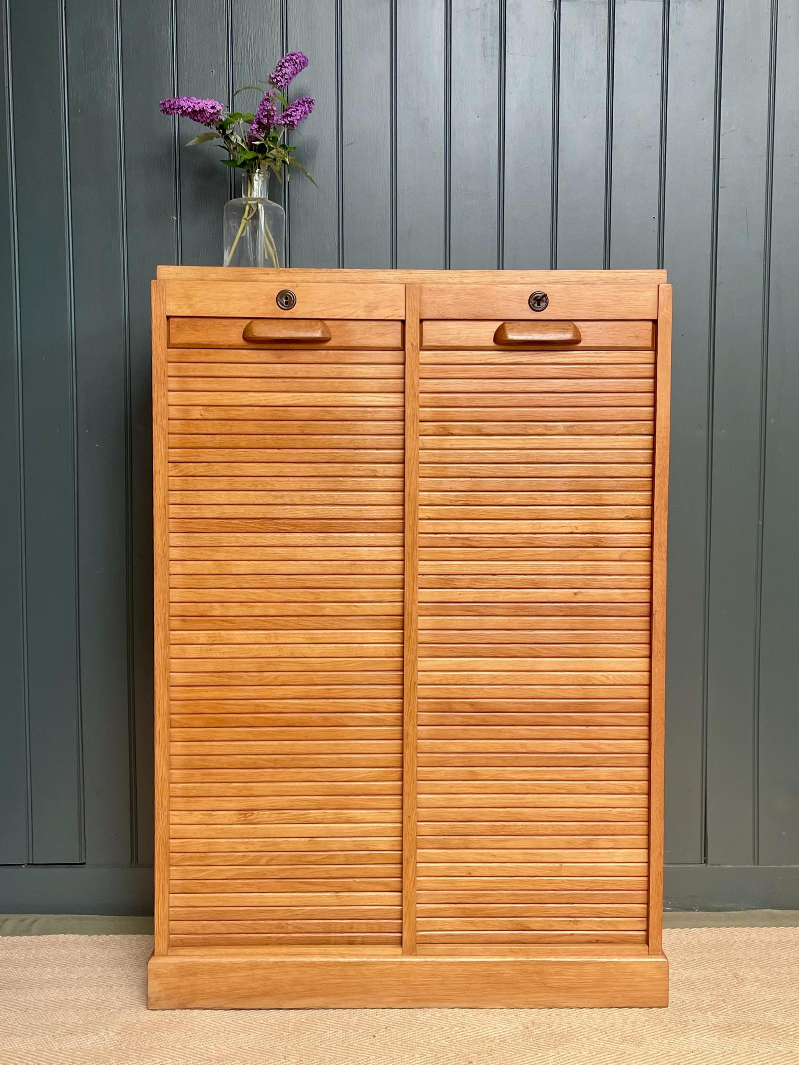 French Oak Tambour Cabinet (1 of 9)