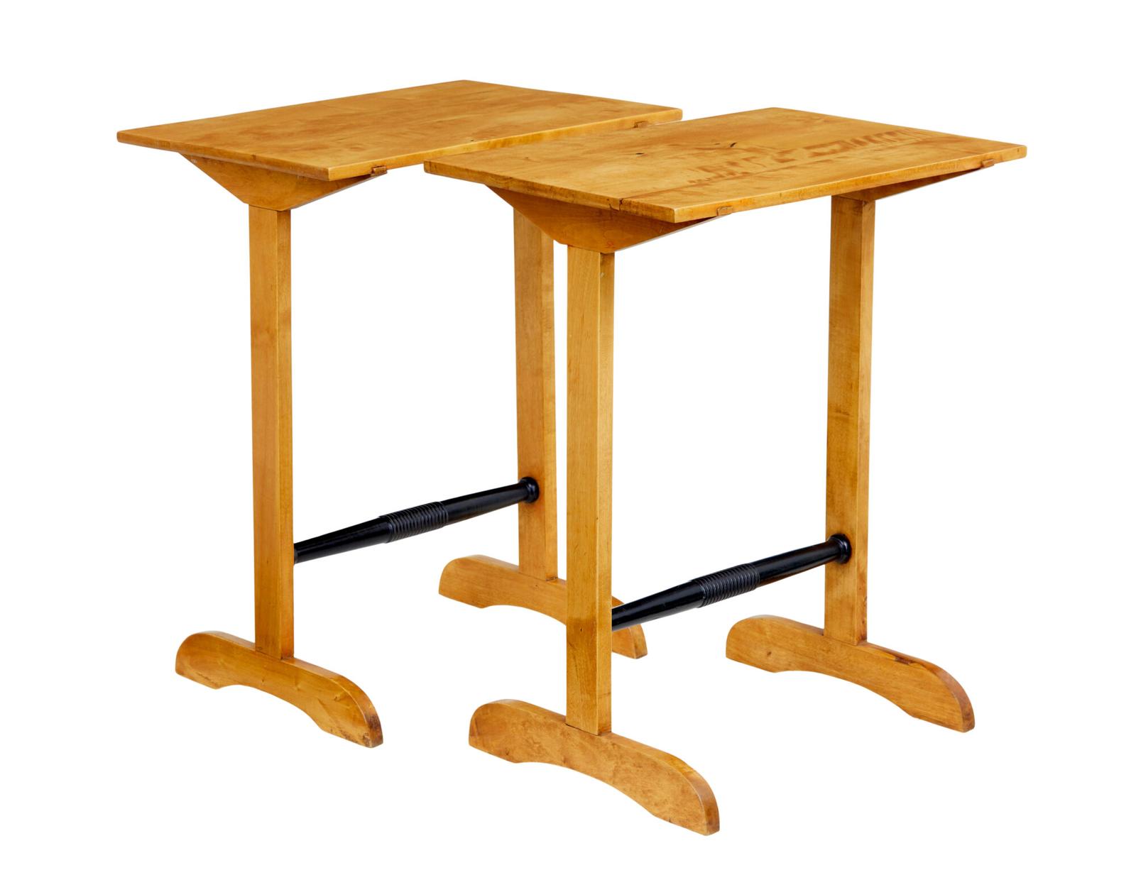 Pair of Early 20th Century Swedish Birch Side Tables (1 of 7) Pair of Early 20th Century Swedish Birch Side Tables (1 of 7)