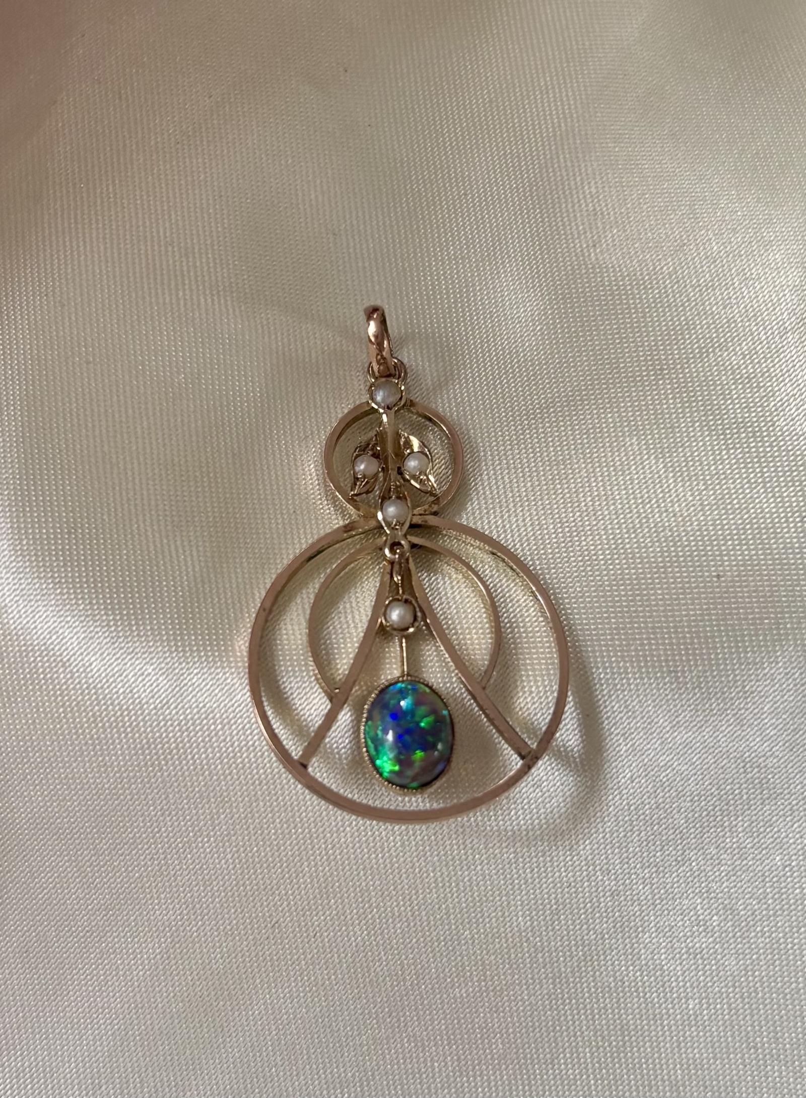 Edwardian Gold Opal Lavalliere Pendant (1 of 6) Edwardian Gold Opal Lavalliere Pendant (1 of 6)