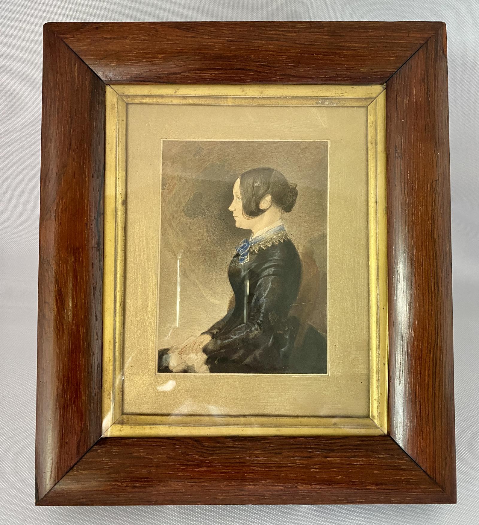 Early Victorian Portrait Watercolour. C1850. (1 of 9)