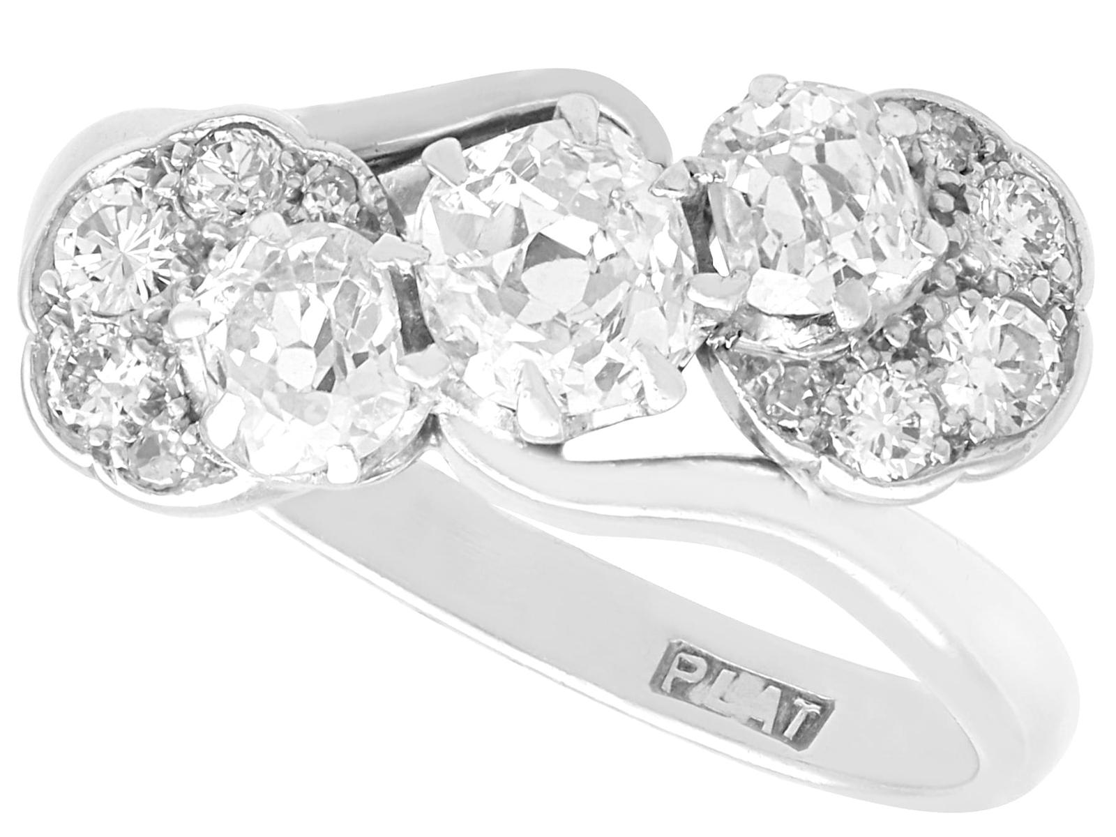1.65ct Diamond & Platinum Trilogy Twist Ring c.1930 (1 of 11)