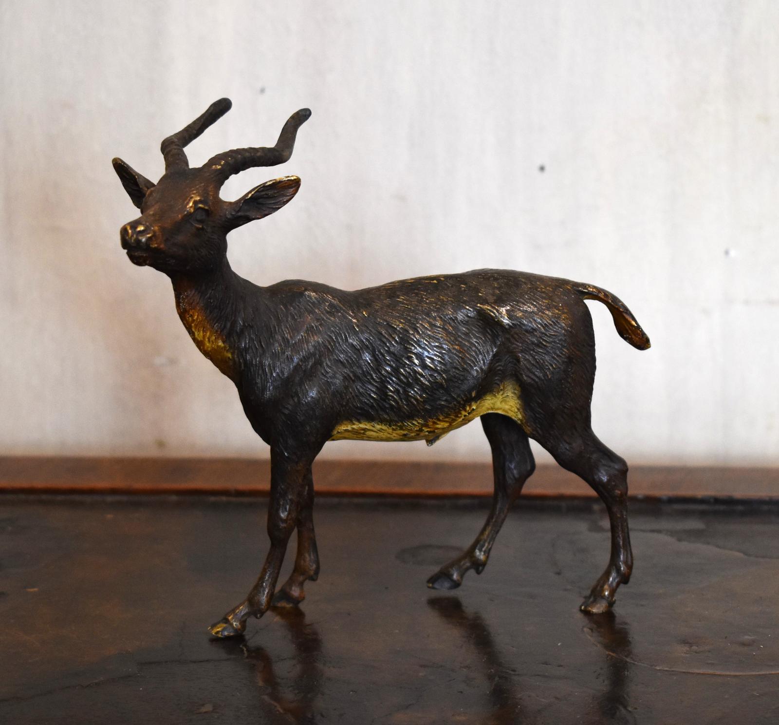 Austrian Cold Painted Bronze Figure of Antelope (1 of 6)
