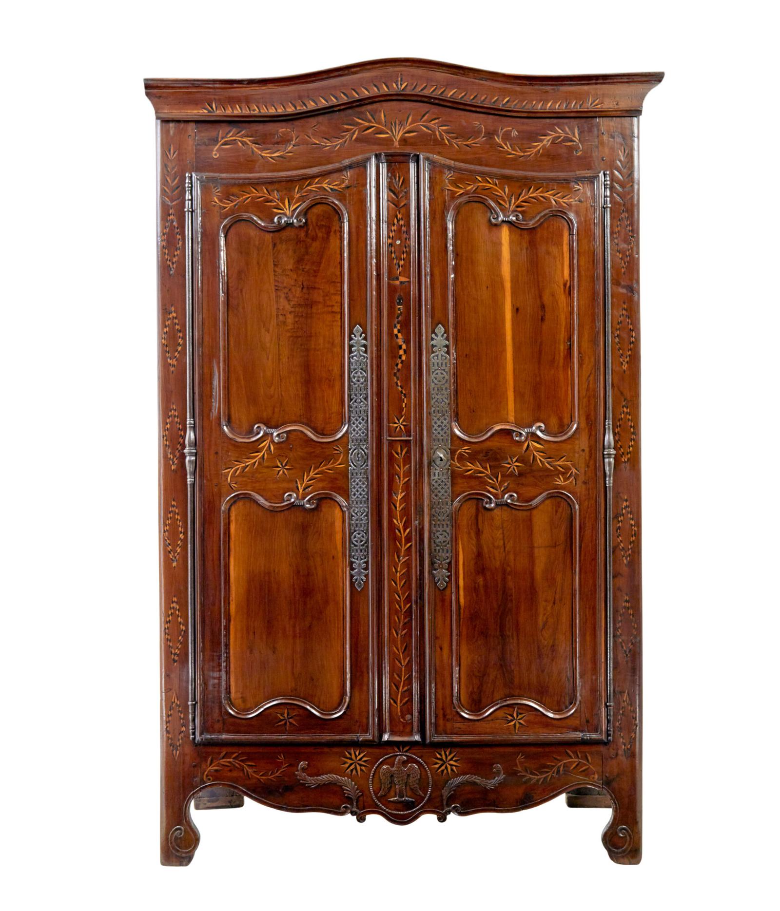 18th Century Carved French Yew & Chestnut Armoire (1 of 10)