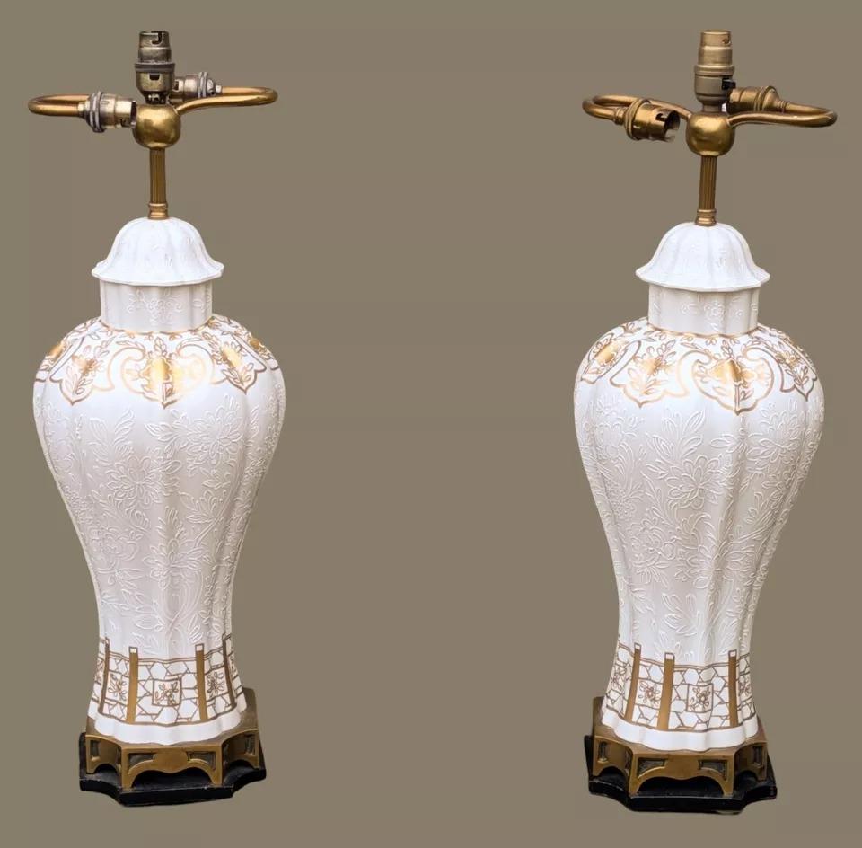 Beautiful Large Pair of Paris Porcelain Table Lamps Qianlong Style (1 of 9)