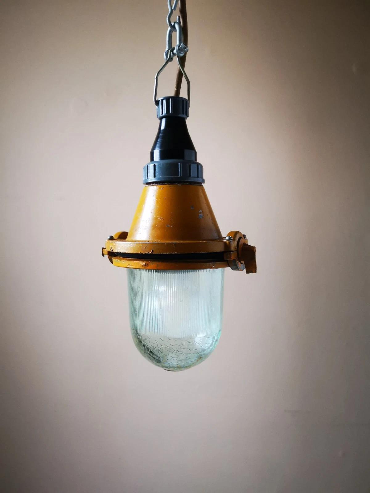 Industrial USSR Metal & Glass Ceiling Lamp (1 of 8) Industrial USSR Metal & Glass Ceiling Lamp (1 of 8)