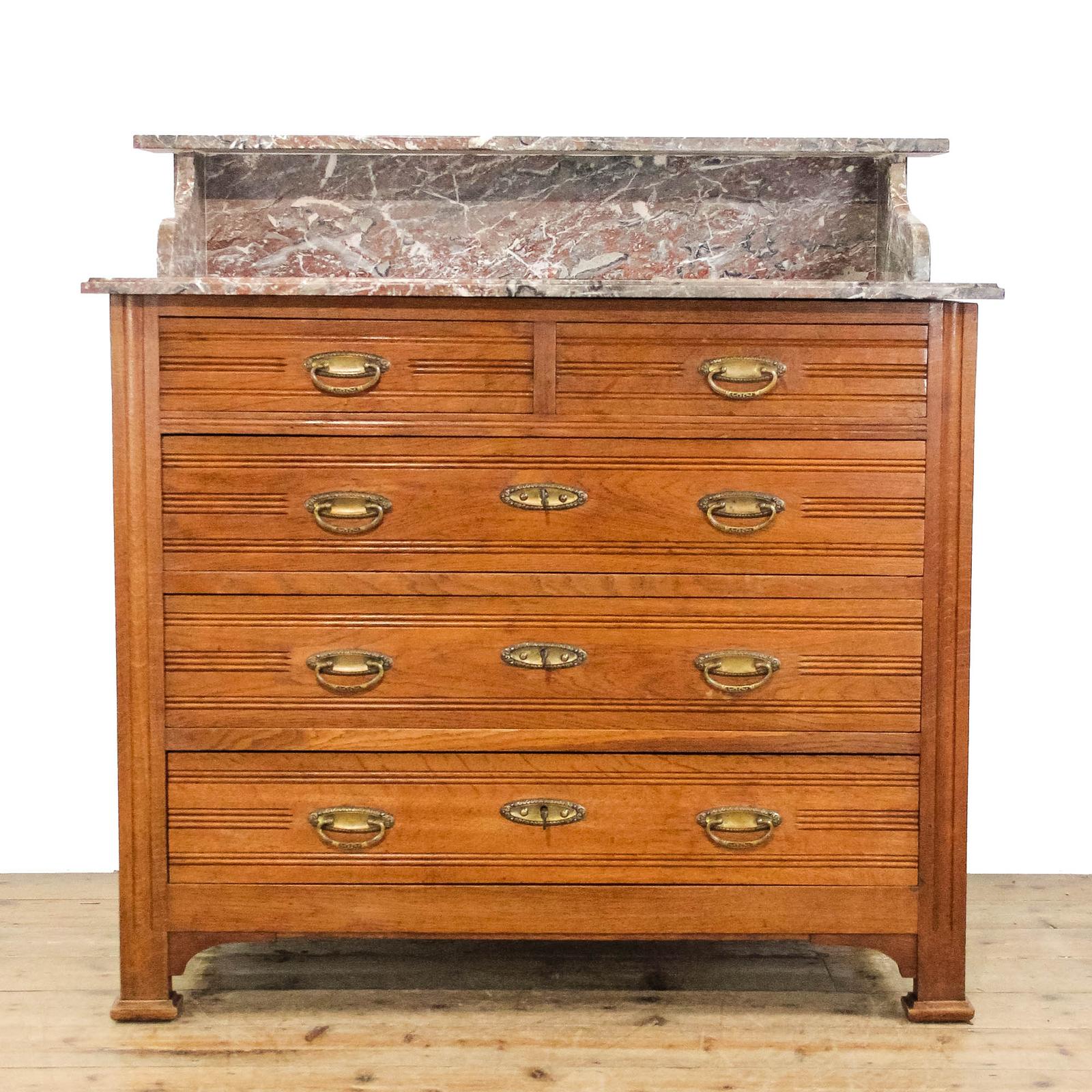 Antique Edwardian Oak Chest of Drawers with Marble Top (1 of 9) Antique Edwardian Oak Chest of Drawers with Marble Top (1 of 9)