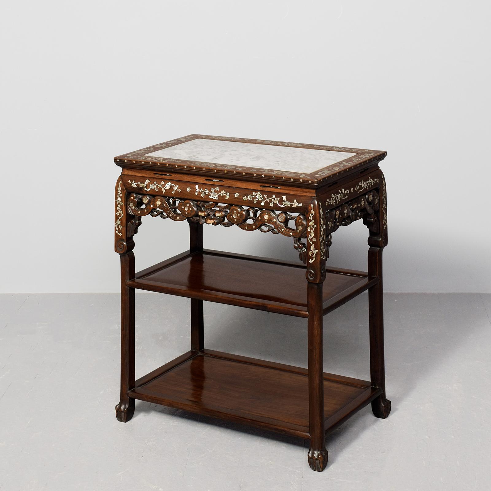 Chinese 3-tier Stand, with a Marble Top (1 of 8) Chinese 3-tier Stand, with a Marble Top (1 of 8)