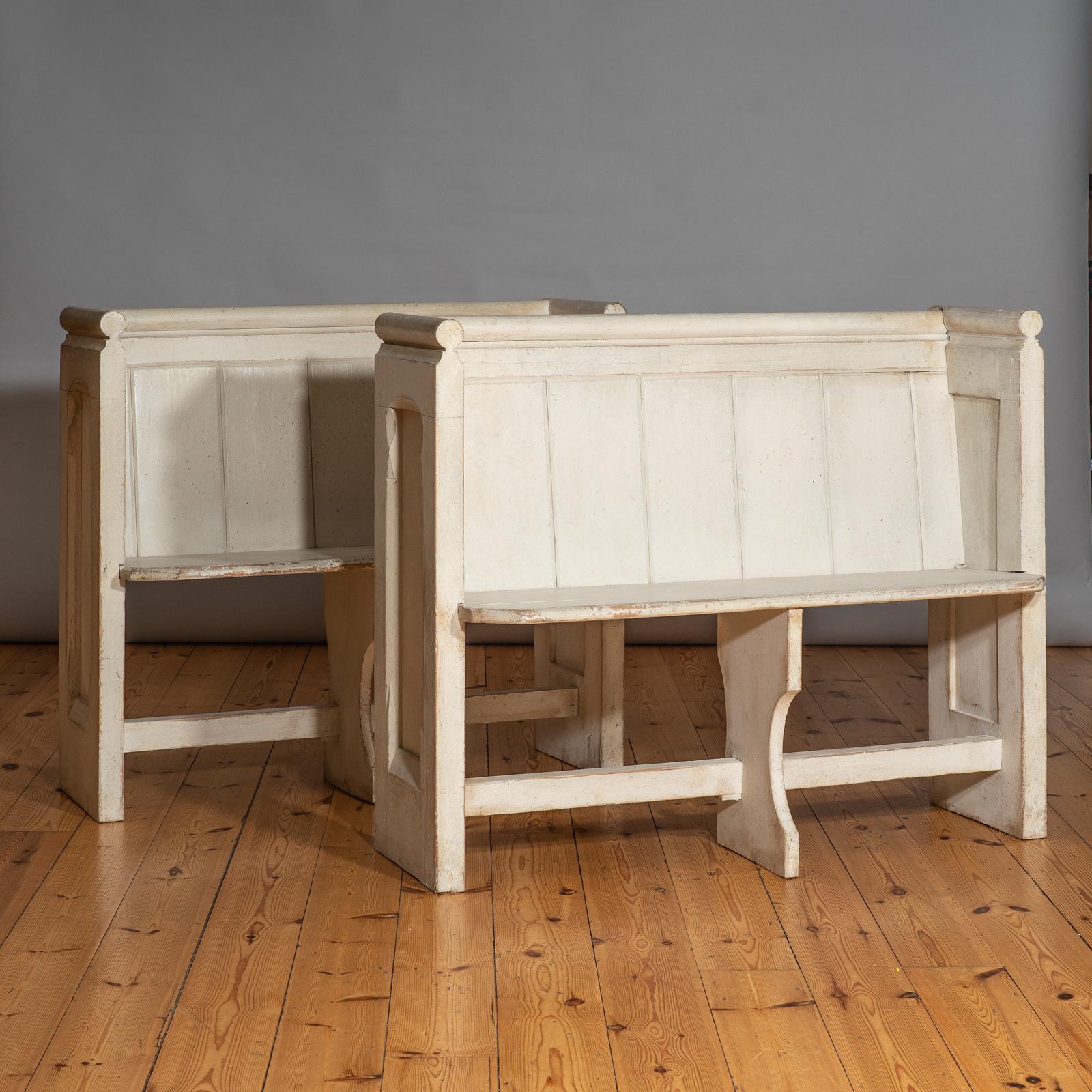 Large Pair of 19th Century Swedish Painted Benches (1 of 8)