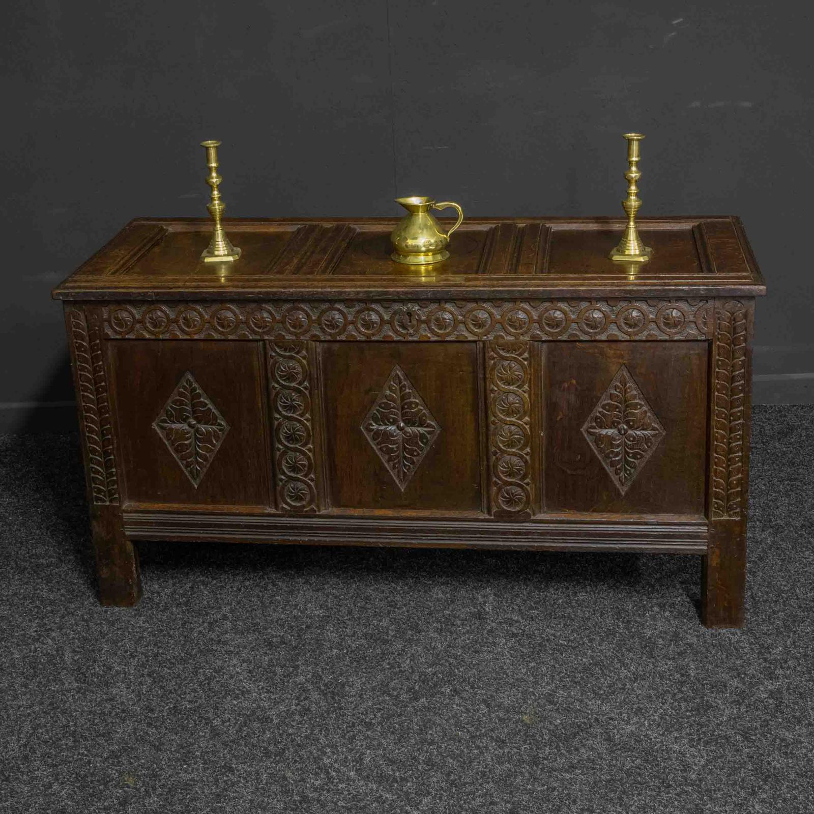 Early Carved Oak Kist (1 of 10)