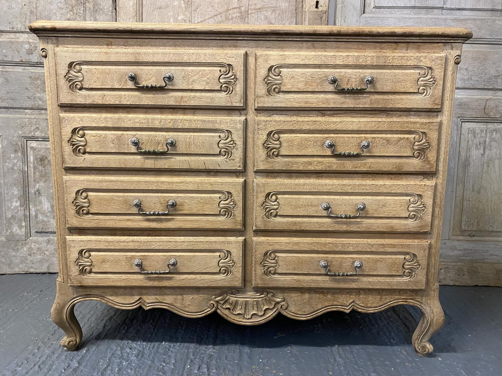 Stylish French Bleached Oak Chest of Drawers (1 of 1)