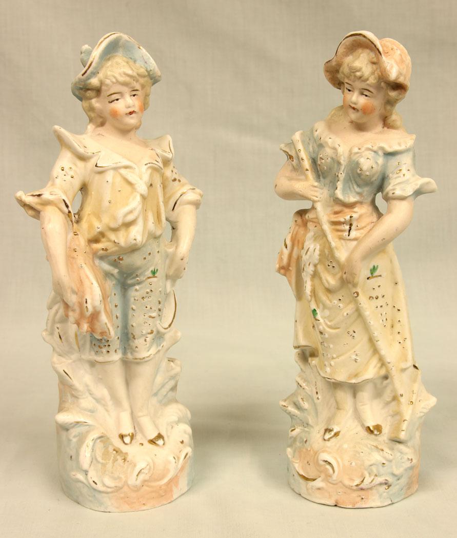 Pair of Bisque Figurines of Young Boy & Girl (1 of 8)