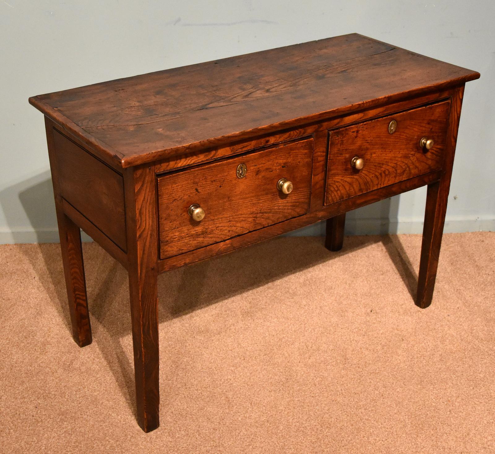 George III Elm Wood Server Two Drawers (1 of 8) George III Elm Wood Server Two Drawers (1 of 8)