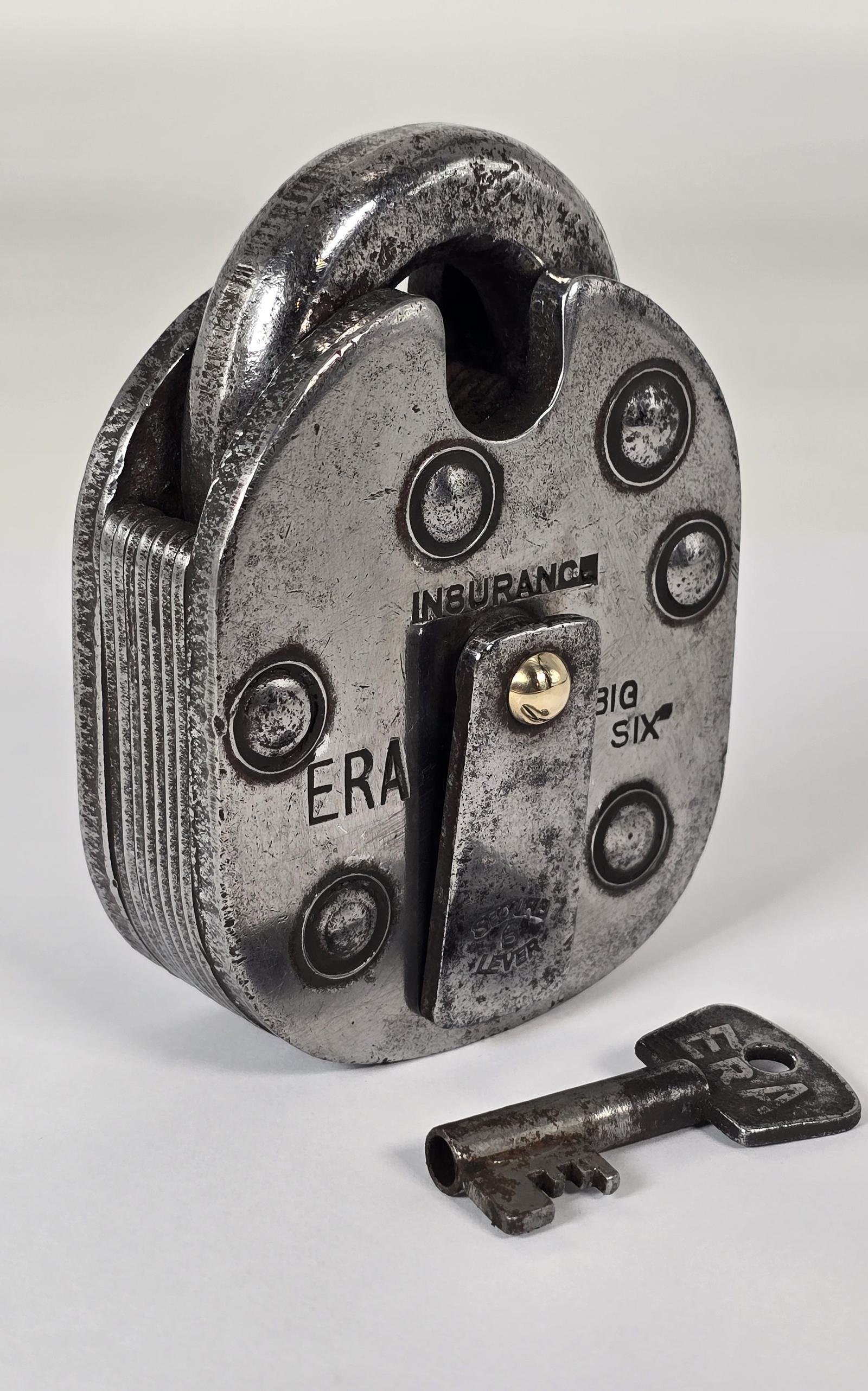 Industrial 1930s Era Insurance Six Leaver Padlock (1 of 12)