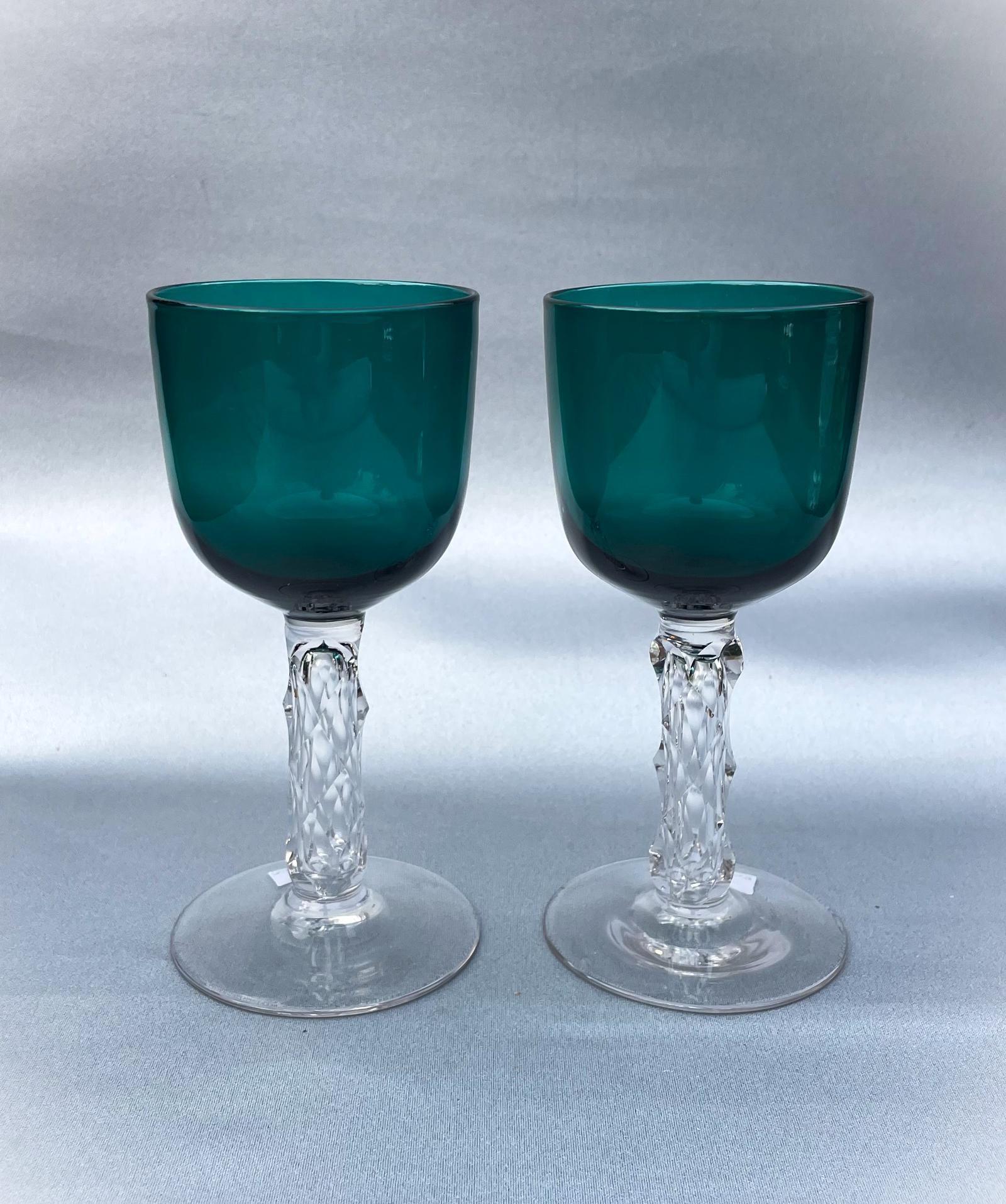 Gorgeous Pair of Victorian Cut Glass Bark Stem Wine Glasses (1 of 5) Gorgeous Pair of Victorian Cut Glass Bark Stem Wine Glasses (1 of 5)