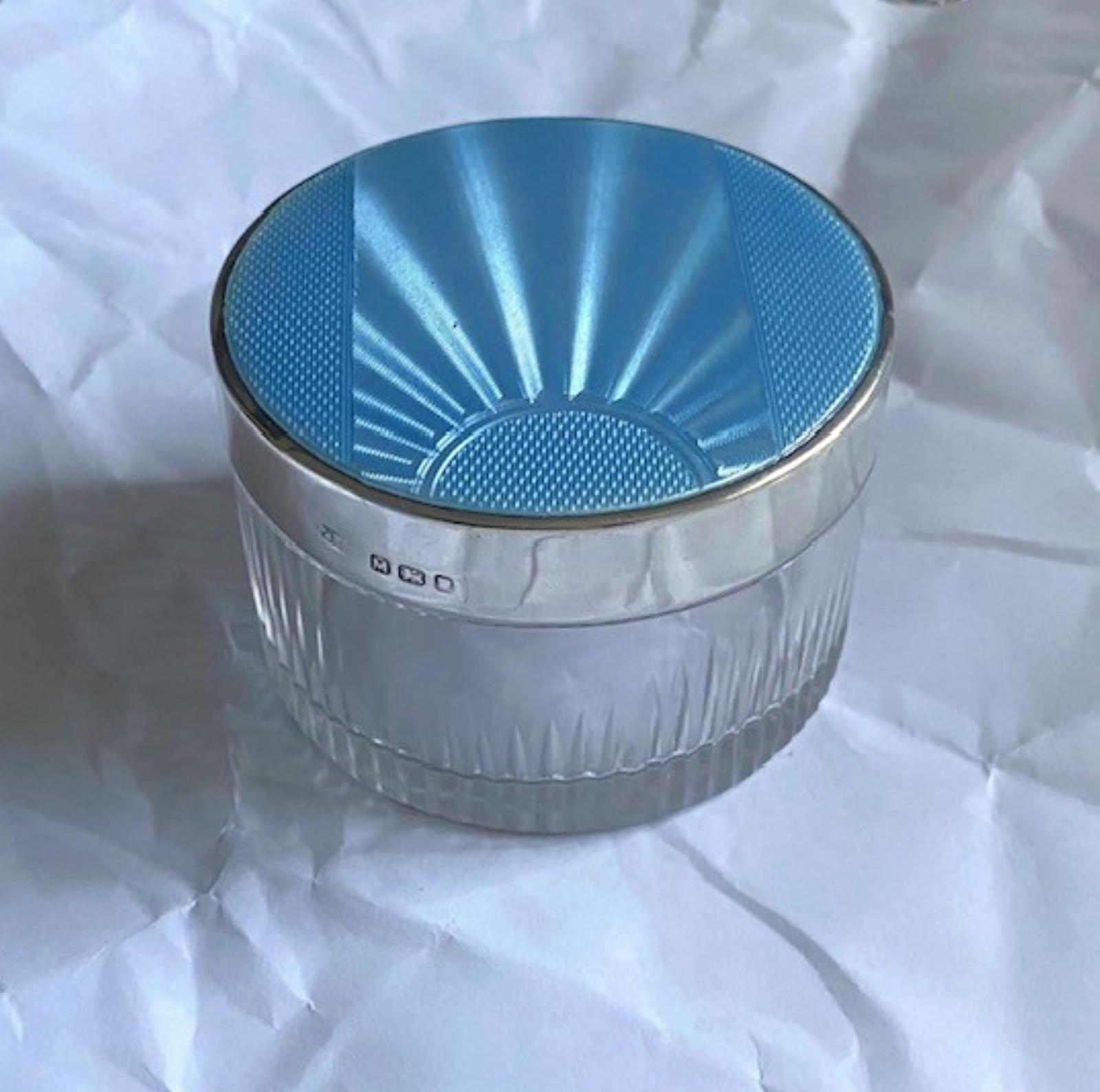 Art Deco Vanity Jar: Vintage Cut Glass, Sterling Silver & Guilloche Enamel Lid (1 of 10) Art Deco Vanity Jar: Vintage Cut Glass, Sterling Silver & Guilloche Enamel Lid (1 of 10)