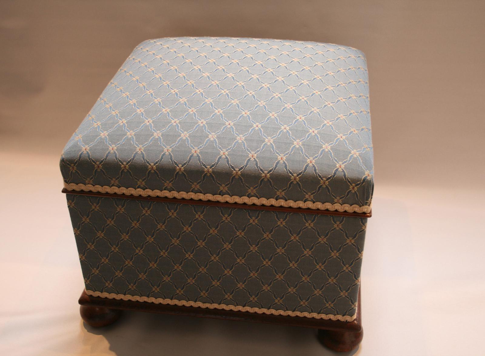 Victorian Square Upholstered Ottoman (1 of 5)