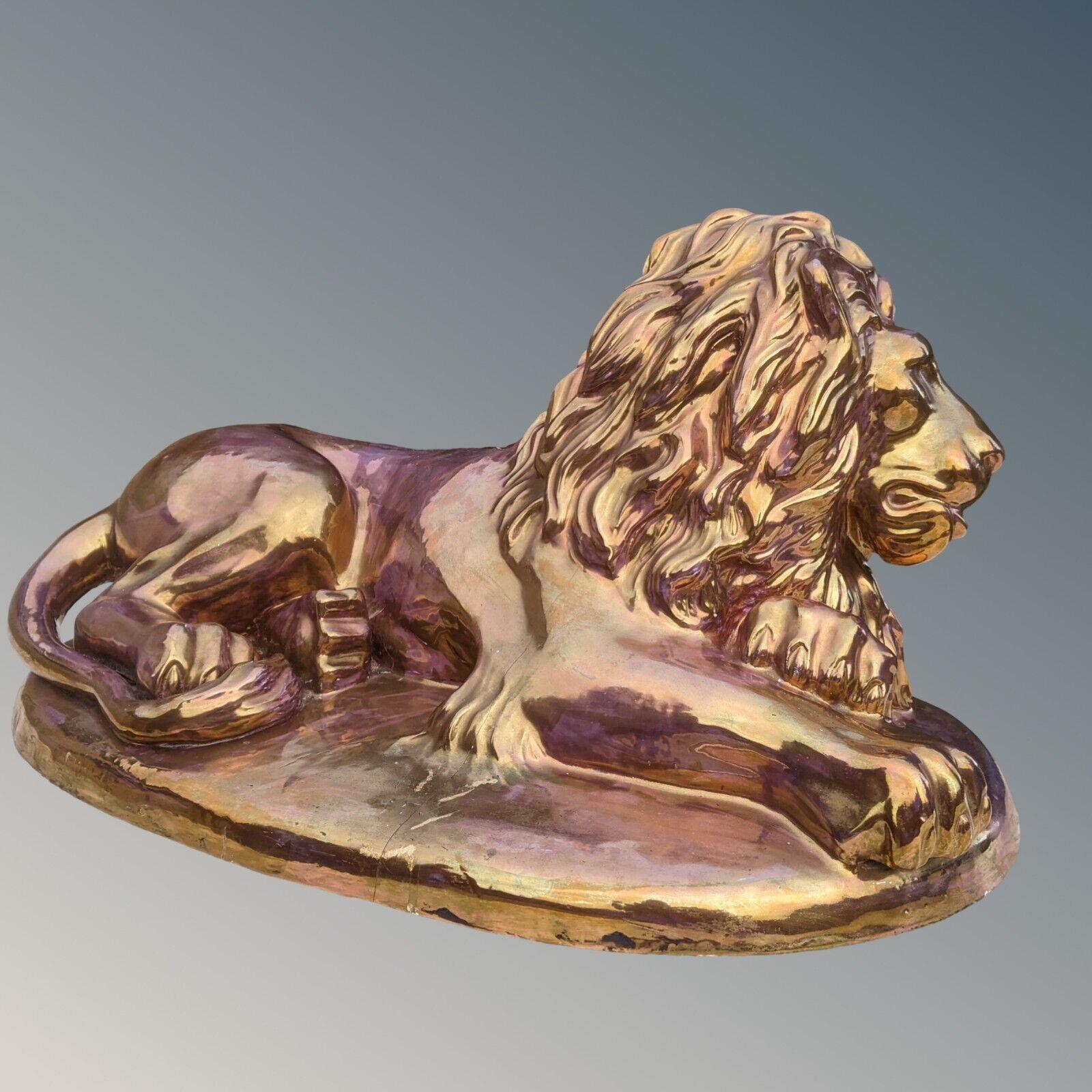 Large Constanti Lion Sculpture in Copper Lustre Glaze (1 of 9)