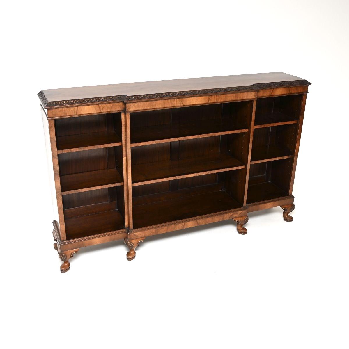 Antique Walnut Breakfront Open Bookcase (1 of 10) Antique Walnut Breakfront Open Bookcase (1 of 10)
