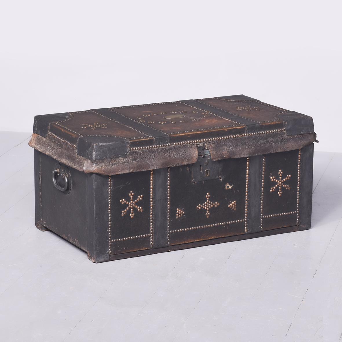 Rare Early Georgian Metal & Leather-bound Decorative Wooden Trunk (1 of 11)